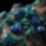 Vivid blue and green hues of azurite and malachite crystals