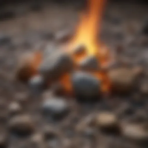 A close-up view of various fire starting stones showcasing their unique textures and colors.