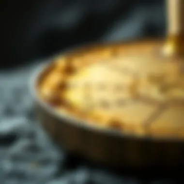 Materials Used in Gold Mining Pans Close-up of the texture and material of a gold mining pan