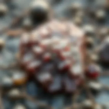 Natural hematite formation in geological context with surrounding minerals