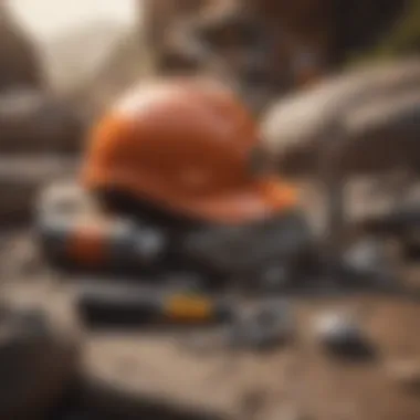 Safety gear laid out on a natural backdrop