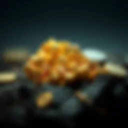 A close-up view of high-quality gold ore reflecting its luster and purity