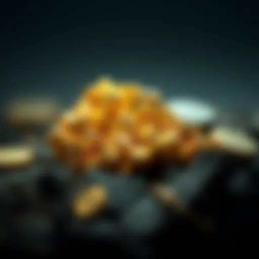 A close-up view of high-quality gold ore reflecting its luster and purity