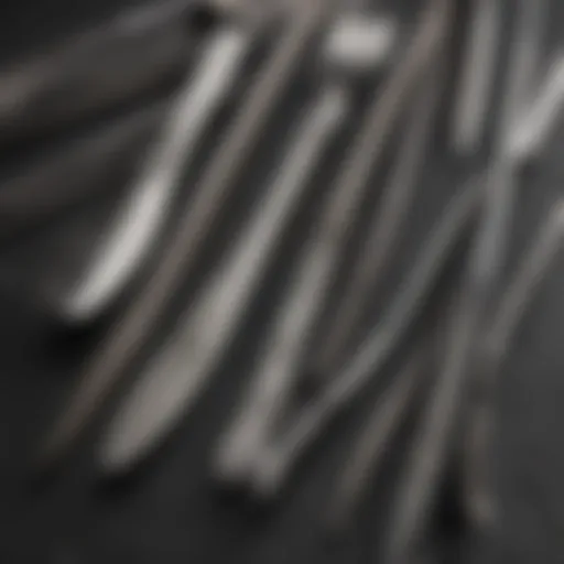 Close-up of silverware markings