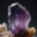 Close-up view of a natural amethyst crystal showcasing its unique internal inclusions