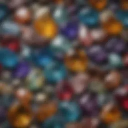 A close-up view of various gemstones showcasing their unique colors and textures