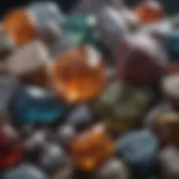 A close-up of varied crystal stones showcasing their unique textures and colors