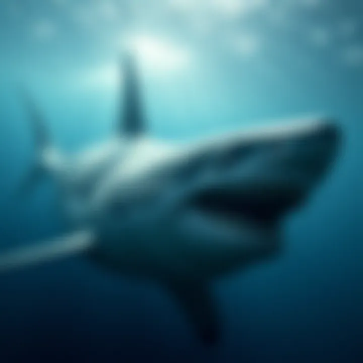 Illustration of megalodon in modern ocean surroundings