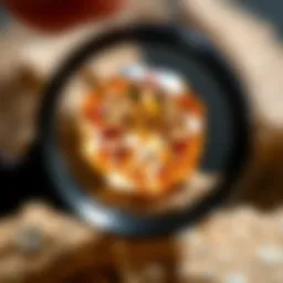 A close-up view of a gemstone highlighted by a jewelry magnifier app interface