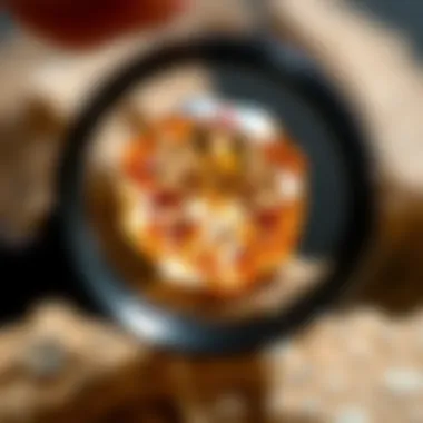 A close-up view of a gemstone highlighted by a jewelry magnifier app interface