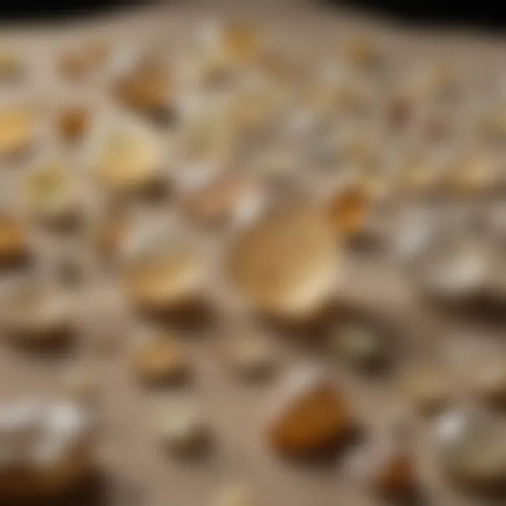 Collection display of various Libyan Sand Glass specimens emphasizing their allure to collectors.