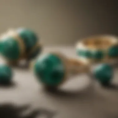 Elegant malachite jewelry displayed against a neutral background