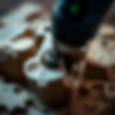 Close-up of a Dremel carving in progress