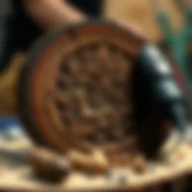 Intricate Dremel carving design on wood