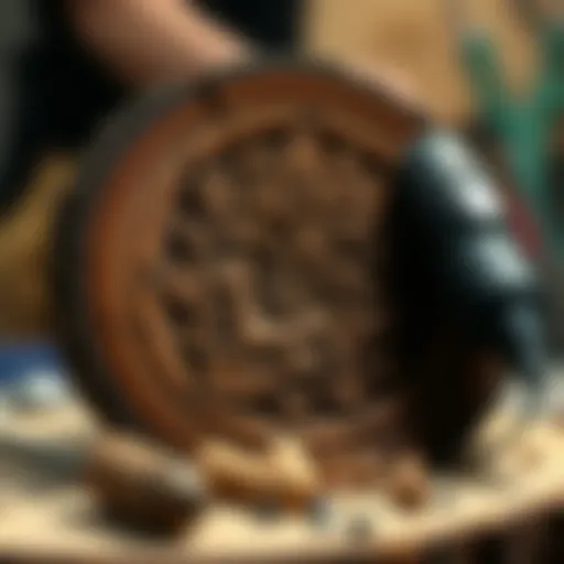 Intricate Dremel carving design on wood