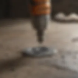 Dremel tool in action on granite surface
