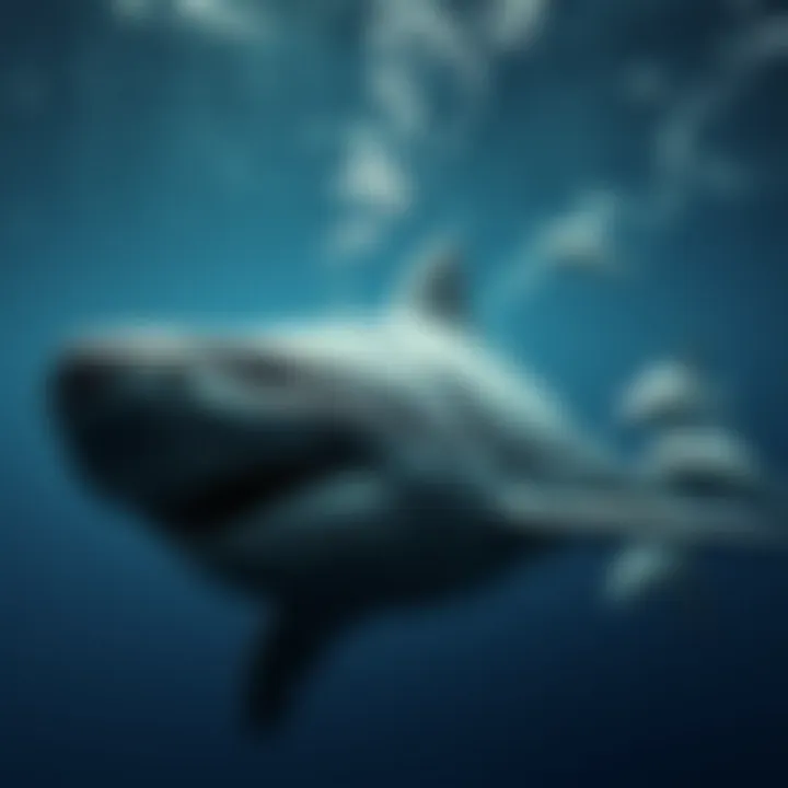 Megalodon in Its Natural Ocean Environment Illustration of megalodon swimming in its natural ocean habitat