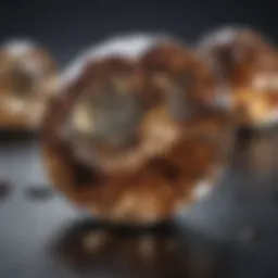 Close-up of a musgravite gemstone showcasing its color variations and clarity