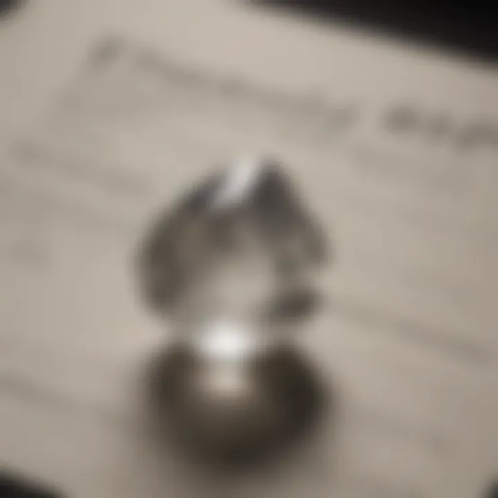 A close-up of a crystal with a certificate of authenticity, highlighting ethical sourcing.