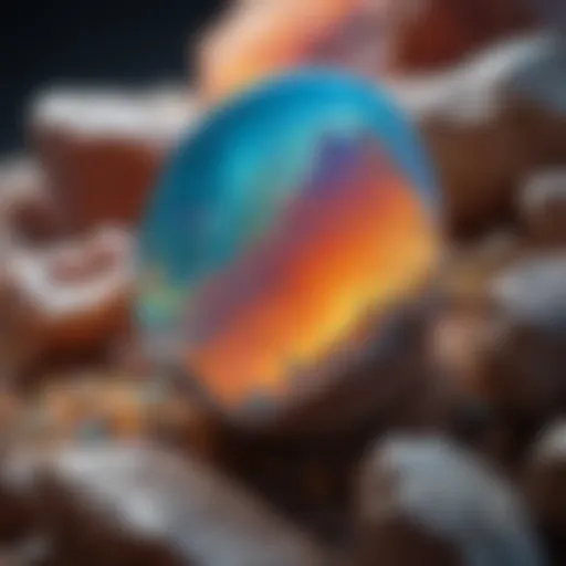 A close-up view of a vibrant opal with play-of-color effects.