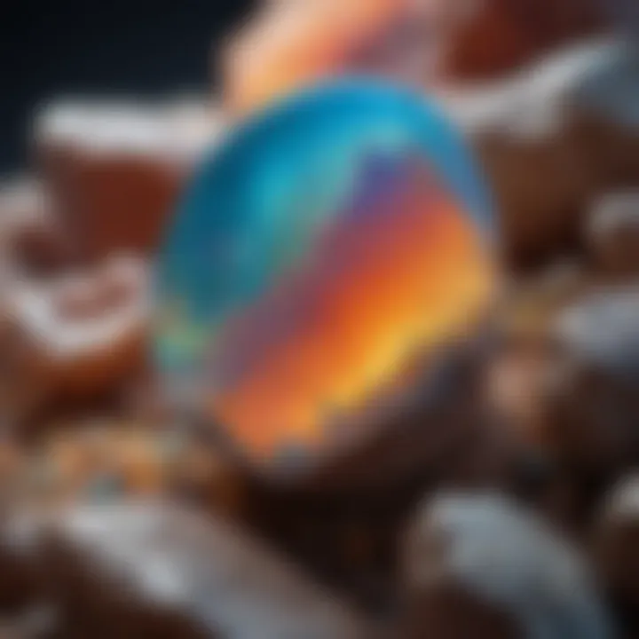 A close-up view of a vibrant opal with play-of-color effects.