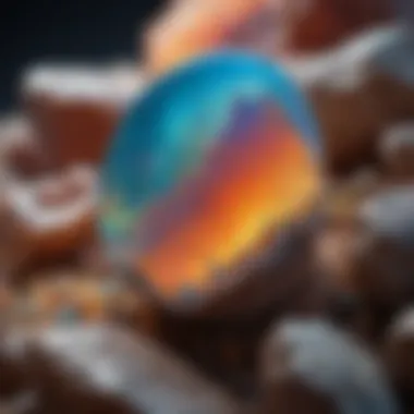 Vibrant Opal Play-of-Color A close-up view of a vibrant opal with play-of-color effects.