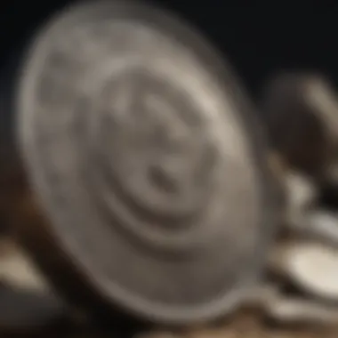 Detailed view of coin features under magnification