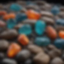 A collection of vibrant photoluminescent stones under natural light