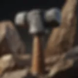 Detailed view of a rock splitting hammer showcasing its unique features