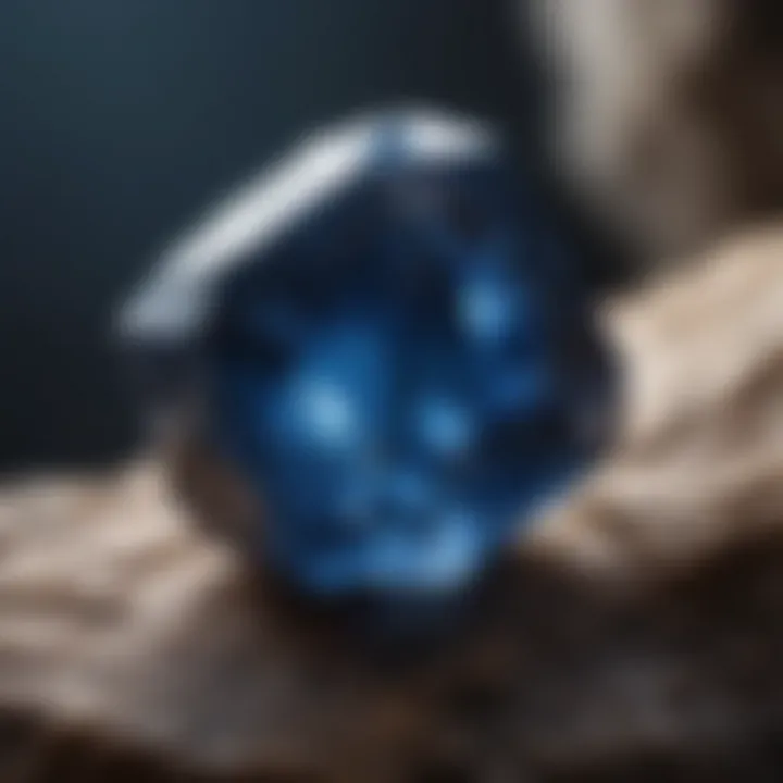 Close-up of a rough sapphire showcasing its unique texture and color