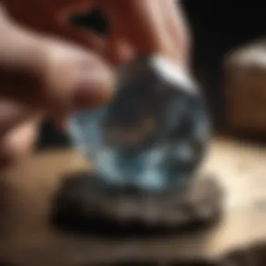 A collector carefully polishing a gemstone with a compound