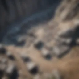 Aerial view of a soapstone quarry showcasing geological layers