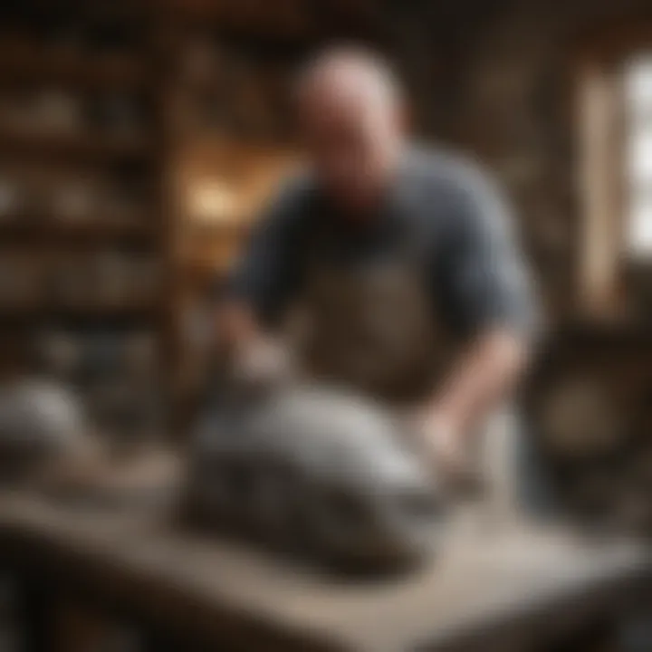 Artisan crafting a soapstone sculpture in a workshop setting