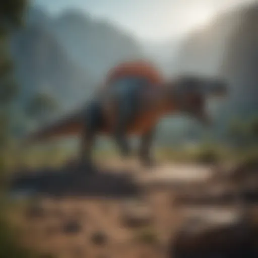 Artistic representation of Spinosaurus in its natural habitat