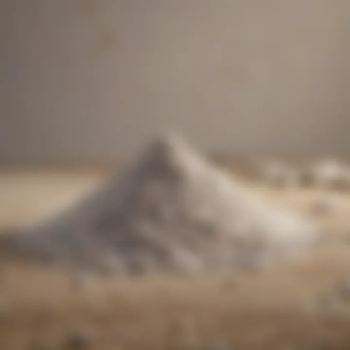 A close-up of talc mineral powder showcasing its fine texture