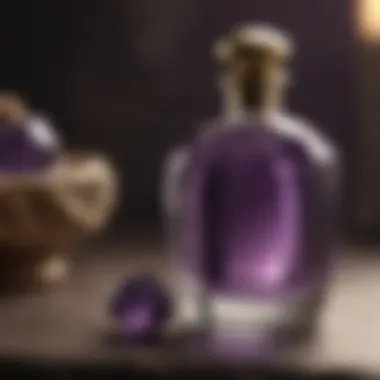 Close-up view of a handcrafted amethyst bottle showcasing artistry