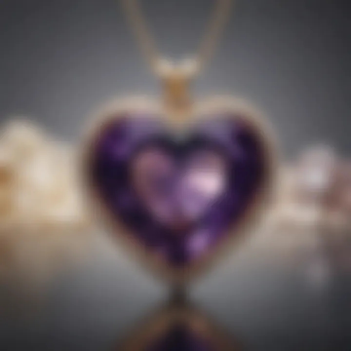 A beautifully crafted piece of jewelry featuring a heart-shaped amethyst.