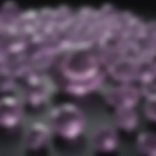 A stunning collection of light purple gemstones displayed elegantly.