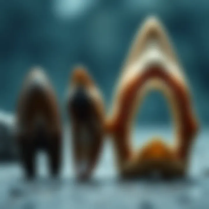Illustration of megalodon teeth in comparison to modern shark teeth