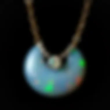 Elegant design of a black opal necklace set against a dark background