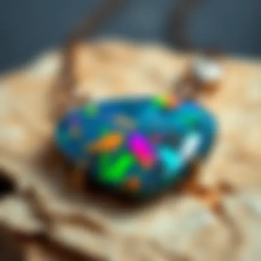 Stunning black opal necklace showcasing vibrant color play