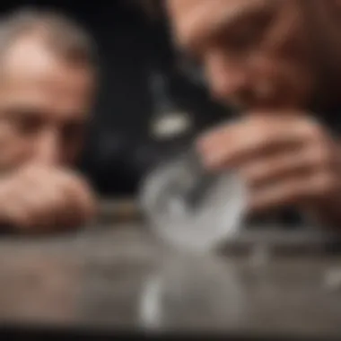 An artisan meticulously polishing a quartz piece to achieve a flawless finish