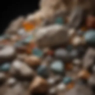 A beautifully arranged rock display showcasing various mineral specimens