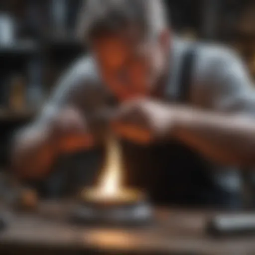 Artisan crafting a silver piece with torch techniques