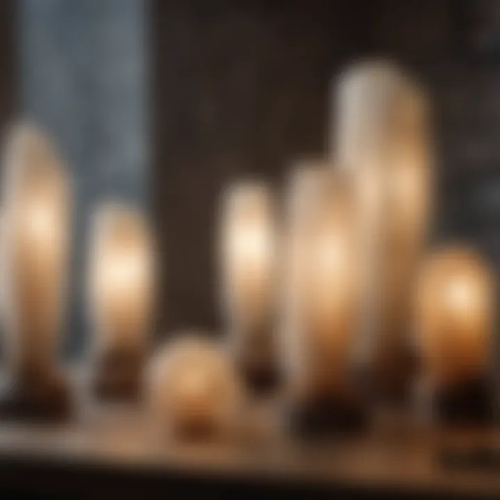 Collection of various selenite lamps showcasing different designs