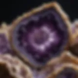 Stunning close-up of an amethyst geode showcasing its intricate crystal formations