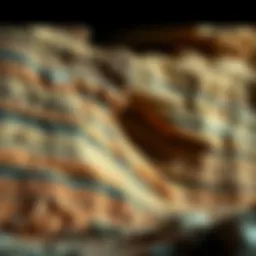 Detailed geological layers showcasing sedimentary rock formation