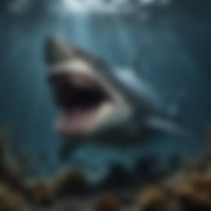 An artistic representation of the megalodon in its natural habitat