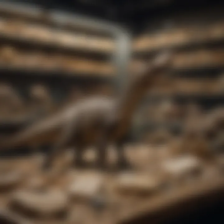 A collection of Spinosaurus fossils showcased in a collector's space.