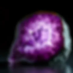 Close-up of a vibrant amethyst geode showcasing its crystalline structure